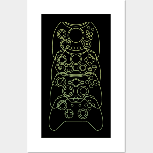 Xbox Controller Evolution (Green Lines) Posters and Art